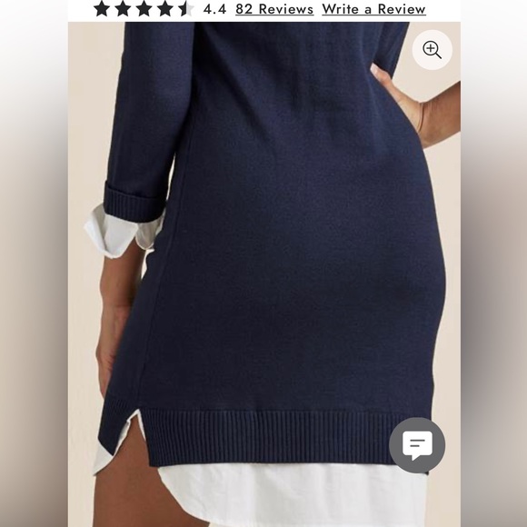 Adorable Venus v-neck layered sweater dress. Navy/white. NWOT. Large. - Picture 9 of 11